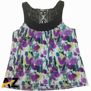 Women's Sleeveless Crochet Back Blouse Size L